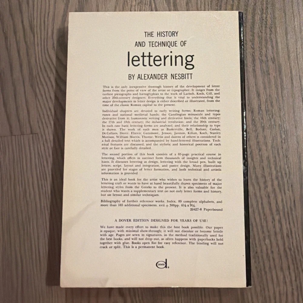 The history and technique of lettering by alexander nesbitt dover sc 1957